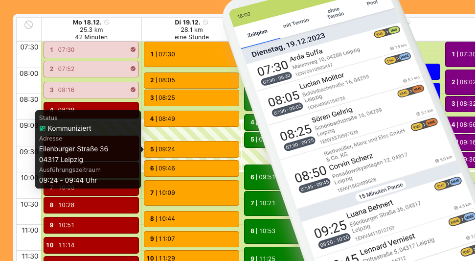 Ausführung von Aufträgen per Smartphone App